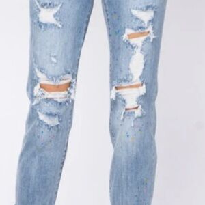 Judy Blue high waist light destroy paint splatter boyfriend jeans